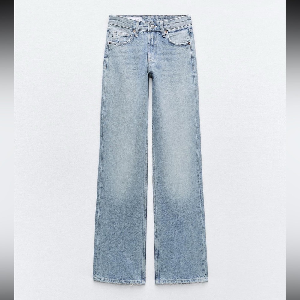 Zara Full Length TRF Mid Rise Wide Leg Jean